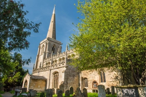 St Martin's Church, Ancaster, in summer sunshine