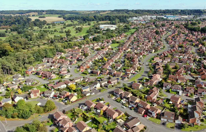 Drone aerial photograph of Sunningdale, Grantham